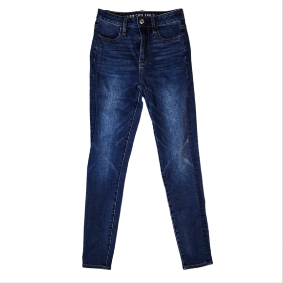 American Eagle Super Hi-Rise Jegging Size 2 Dark Blue - Picture 1 of 5